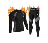 MeetHoo Ensemble de sous-vêtement Thermiques Homme, Quick Dry Fonctionnels Base Layer Maillot Manches Longues & Pantalon pour Ski Running Sports