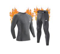 MeetHoo Ensemble de sous-vêtement Thermiques Homme, Quick Dry Fonctionnels Base Layer Maillot Manches Longues & Pantalon pour Ski Running Sports