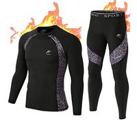 MeetHoo Ensemble de sous-vêtement Thermiques Homme, Quick Dry Fonctionnels Base Layer Maillot Manches Longues & Pantalon pour Ski Running Sports