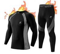 MeetHoo Ensemble de sous-vêtement Thermiques Homme, Quick Dry Fonctionnels Base Layer Maillot Manches Longues & Pantalon pour Ski Running Sports
