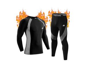MeetHoo Ensemble de sous-vêtement Thermiques Homme, Quick Dry Fonctionnels Base Layer Maillot Manches Longues & Pantalon pour Ski Running Sports
