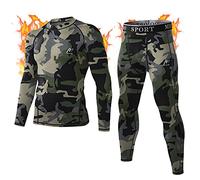 MeetHoo Ensemble de sous-vêtements Thermiques Homme Baselayer, Manches Longues, Haut Maillot de Corps + Pantalon Bas Hiver Ski Sport