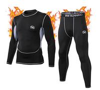MeetHoo Ensemble de sous-vêtements Thermiques Homme Baselayer, Manches Longues, Haut Maillot de Corps + Pantalon Bas Hiver Ski Sport