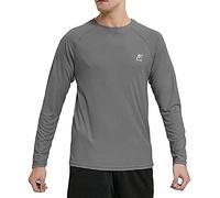 MeetHoo Rashguard Homme Manches Longues UPF 50+ Loose Stretch Protection UV Chemise de Bain à Manches Longues pour Surf Natation Plongée Plage