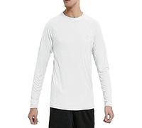 MeetHoo T-Shirt Homme, Tee Shirt Sport Manche Courte Rashguard Rash Vest Anti-UV UPF 50+ Sun Protect Tops Running Fitness Surfing,Blanc,L