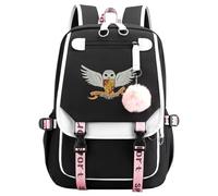 Meetiger Harry Magic Schoolbag pour filles Hibou Ordinateur portable Rucksack Dames Jeunes Enfants Sac à dos de voyage 7~15 Grade Student Pack Noir