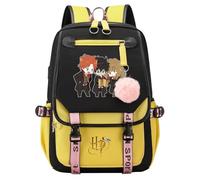Meetiger Sacs d’école Harry/Ron/Hermione mignons pour filles, sac à dos Harry Magic, sac à dos léger de l’école jaune
