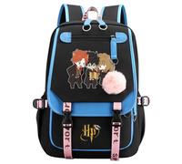 Meetiger Sacs d’école Harry/Ron/Hermione mignons pour filles, sac à dos Harry Magic, sac à dos scolaire léger bleu