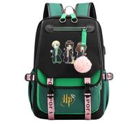 Meetiger Sacs d’école pour filles Harry Magic Cartable Cartoon Harry/Ron/Hermione Sac à dos Sac à dos de voyage vert