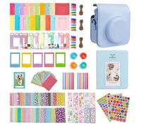 Meetikar Étui pour Appareil Photo Instantané Instax Mini 12 avec Album 64 Poches, Filtre de Couleur, Cadre Photo et Décoration Murale, Autocollants, Bleu