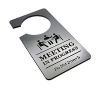 Meeting in Progress Do Not Disturb Panneau en acrylique argenté pour une utilisation dans les entreprises, les entreprises, les bureaux à domicile, les hôtels, les lieux de travail