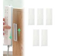 Meetitsneeds Adhesive Punch-Free Socket Holder, AdAhesive Punch-Free Socket Holder, Self-Adhesive Desktop Fixer for Kitchen Home Office Cable Management (White,5PCS)
