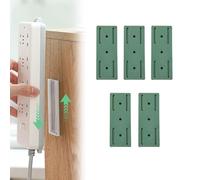 Meetitsneeds Adhesive Punch-Free Socket Holder, AdAhesive Punch-Free Socket Holder, Self-Adhesive Desktop Fixer for Kitchen Home Office Cable Management (Green,5PCS)