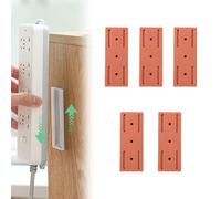 Meetitsneeds Adhesive Punch-Free Socket Holder, AdAhesive Punch-Free Socket Holder, Self-Adhesive Desktop Fixer for Kitchen Home Office Cable Management (Orange,5PCS)