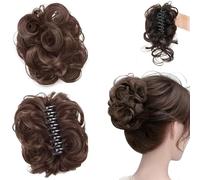 Meetitsneeds Lot de 2 clips d'extension de chignon pour femme, cheveux désordonnés, extensions de chignon pour femme, perruque synthétique volumineuse avec clip réglable (B)