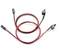 MEETOOT Lot de 2 boutons d'alimentation pour PC ATX, boîtier d'ordinateur de bureau, carte mère, interrupteur marche/arrêt, réinitialisation, cordon d'alimentation, câble d'alimentation SW 2 broches