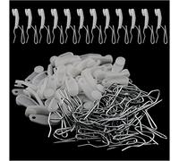 MEETOOT Lot de 50 glissières à rideaux en plastique à clipser et 50 crochets de suspension pour fenêtre de salon, chambre à coucher