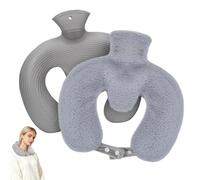 Meetory Bouillotte pour la nuque - 1,2 l - Bouillotte tube en caoutchouc pour les douleurs au cou, aux épaules et au dos - Avec housse douce - Cadeau pour femme et maman