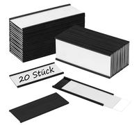 Meetory Lot de 20 étiquettes magnétiques 100 mm x 40 mm Profil C Porte-étiquettes magnétiques avec insert en papier et film de protection pour étagère en métal, casier et tableau blanc