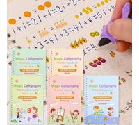 Meetory Magic Books pour enfants, lot de 5 cahiers d'entraînement avec 20 stylos à encre magique, alphabet, dessin, mathématiques, chiffres, division de multiplication