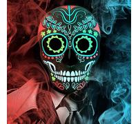 Meetory Masque d'Halloween à LED pour adultes, masque lumineux pour le jour des morts avec 3 modes d'éclairage et bandeau réglable, masque d'Halloween pour homme et femme