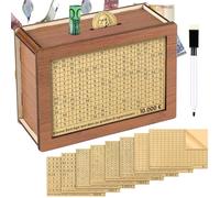 Meetory Tirelire en Bois, Tirelire Réutilisable avec Objectif d'Épargne, Boîte d'Épargne avec Marqueurs Numériques pour Aider les Adultes et les Élèves à Développer l'Habitude d'Épargner (500€-10000€)