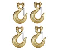 MEETOZ Lot de 4 crochets à chape en acier forgé de 8 mm avec loquet de sécurité, ouverture de 1,9 cm, convient pour chaîne de crochet de remorquage, capacité de 6 350 kg