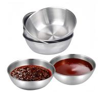 MEETOZ Lot de 5 mini bols à sauce en acier inoxydable pour condiments, sauces, condiments, plats ronds de 8,1 cm, assiettes d'apéritif, pour collations, sushi, apéritif, fruits