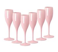 MEETOZ Lot de 6 flûtes à champagne roses incassables et réutilisables, capacité 180 ml, pour fêtes de famille, extérieur, restauration, camping