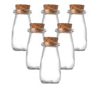 MEETOZ Lot de 6 mini bouteilles en verre de 200 ml, avec bouchon en liège, petits bocaux en verre pour yaourt, pudding, bonbonnières (200 ml)