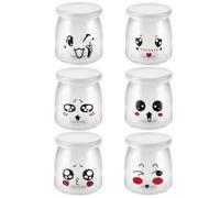 MEETOZ Lot de 6 mini bouteilles en verre de 200 ml avec couvercle en plastique pour yaourt, pudding, lait, gelée