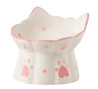 MEETOZ Mangeoire pour chat en céramique, gamelles surélevées avec support incliné, gamelle de protection du cou pour animaux de compagnie inclinée à 15°, sans stress pour chats et petits chiens