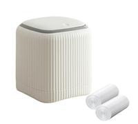 MEETOZ Mini poubelle de bureau en plastique avec couvercle à pression, pour salon, cuisine, salle de bain, bureau, voiture, avec 60 feuilles de sacs poubelle (blanc)