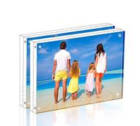 Meetu Lot de 2 cadres photo magnétiques double face en acrylique transparent - 20 mm d'épaisseur - 12,7 x 17,8 cm - Avec coffret cadeau