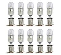 MeetUs 10 Ensembles AC E10 24V Ampoules LED Blanc Chaud Ampoules SMD 0.5W 60LM Ampoules à vis + E10 Base (24V, Blanc chaud)