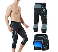 MEETWEE Cyclisme Pantalons 3/4 Homme, Vélo Corsaires Respirant 3D Gel Silicone Long Bike Compression Leggings Cycliste Pantalon de Vélo Pantalon (Bleu, L)