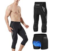 MEETWEE Cyclisme Pantalons 3/4 Homme, Vélo Corsaires Respirant 3D Gel Silicone Long Bike Compression Leggings Cycliste Pantalon de Vélo Pantalon (Noir, L)