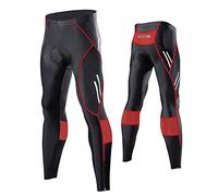 MEETWEE Cyclisme Pantalons Homme, Respirant 3D Gel Silicone Long Bike Compression Leggings Cycliste Pantalon de Vélo Pantalon - Rouge - 3XL