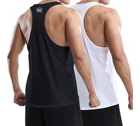 MEETWEE Débardeur de Sport Homme, Haut Top Maillot sans Manches Running Tee Shirt Maillot de Corps Séchage Rapide pour Fitness Gym Bodybuilding,Blanc+Noir,XL