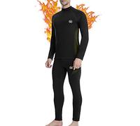 MEETWEE Ensemble de sous-Vêtement Thermique Homme,Quick Dry Haut Maillot de Corps & Pantalon Bas pour Chasse Ski Running,S,U5-Noir