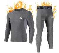 MEETWEE Ensemble de sous-Vêtements Thermiques Homme, Sport Base Layer Maillot Manches Longues + Pantalon Quick Dry Sou Vetement pour L'entraînement Ski Running Randonnée