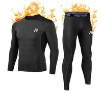 MEETWEE Ensemble de sous-Vêtements Thermiques Homme, Sport Base Layer Maillot Manches Longues + Pantalon Quick Dry Sou Vetement pour L'entraînement Ski Running Randonnée