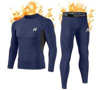 MEETWEE Ensemble de sous-Vêtements Thermiques Homme, Sport Base Layer Maillot Manches Longues + Pantalon Quick Dry Sou Vetement pour L'entraînement Ski Running Randonnée