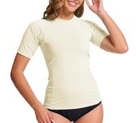 MEETWEE Haut de Bain Femme Rashguard UV,Jaune Crème,XL
