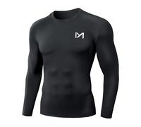 MEETWEE Hauts de Compression Homme Running Manches Longues Anti-UV UPF 50+,Respirant et Léger pour Course à Pied,Entraînement,Natation et Sports d‘Extérieur,Noir,M