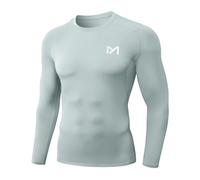 MEETWEE Hauts de Compression Homme Running Manches Longues Anti-UV UPF 50+,Respirant et Léger pour Course à Pied,Entraînement,Natation et Sports d‘Extérieur,Gris,XL