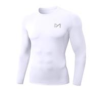 MEETWEE Hauts de Compression Homme Running Manches Longues Anti-UV UPF 50+,Respirant et Léger pour Course à Pied,Entraînement,Natation et Sports d‘Extérieur,Blanc,M