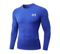 MEETWEE Hauts de Compression Homme Running Manches Longues Anti-UV UPF 50+,Respirant et Léger pour Course à Pied,Entraînement,Natation et Sports d‘Extérieur,Bleu,L