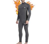 MEETWEE Homme Ensemble de sous-Vêtement, Sport Base Layer Maillot Manches Longues + Pantalon Quick Dry Sou Vetement pour L'entraînement Ski Running Randonnée (Gris, M)