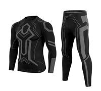 MEETWEE Homme Ensemble de sous-Vêtement, Sport Base Layer Maillot Manches Longues + Pantalon Quick Dry Sou Vetement pour L'entraînement Ski Running Randonnée